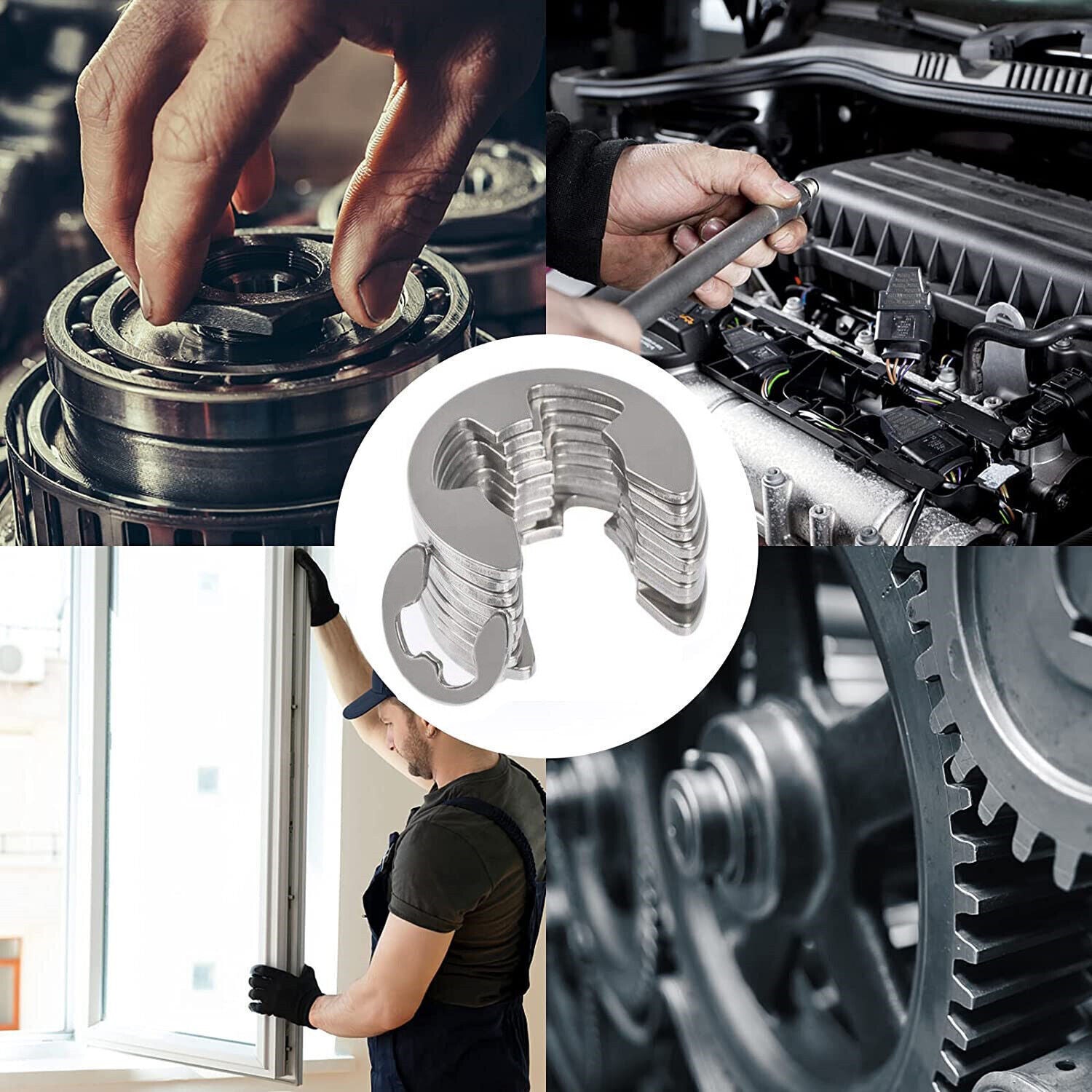 400 Stück Edelstahl E-Clip Seegeringe Sprengring Sortiment Sicherungsring SET