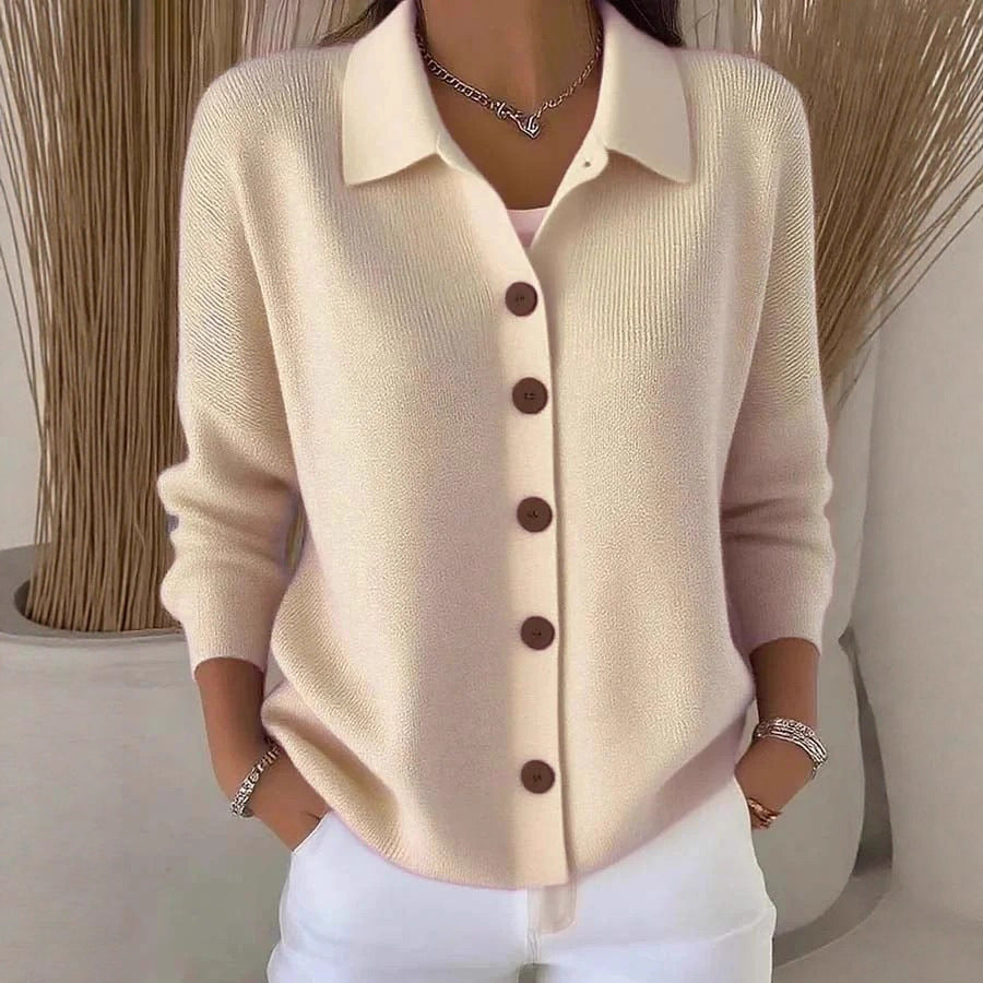 Knopfgestrickter Reverspullover, Strickjacke