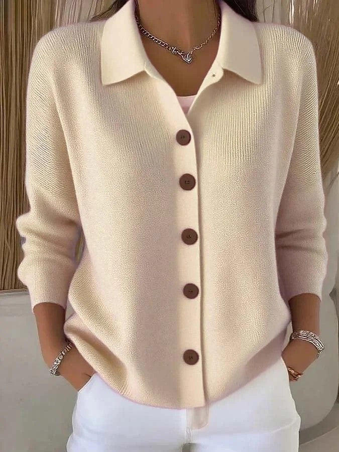 Knopfgestrickter Reverspullover, Strickjacke