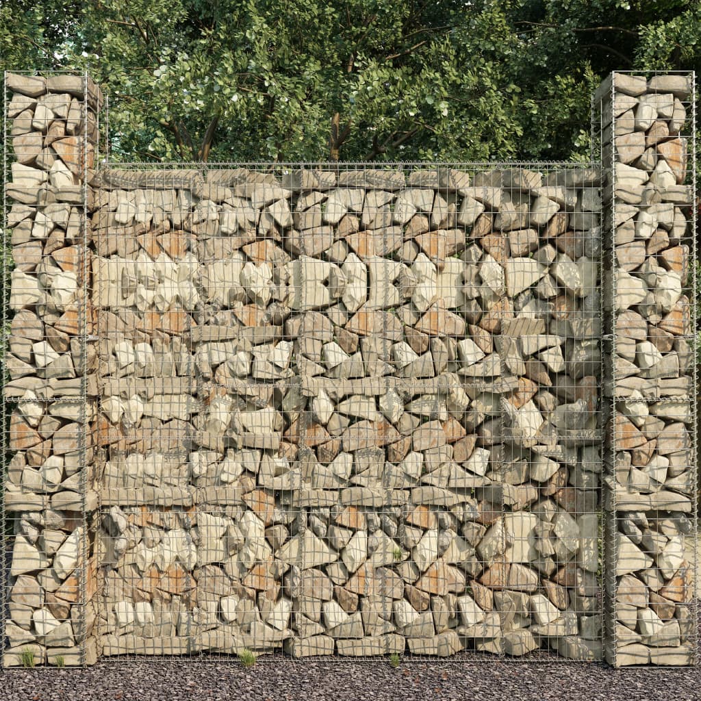 Gabion-Körbe, 3 Stück. Verzinkter Stahl