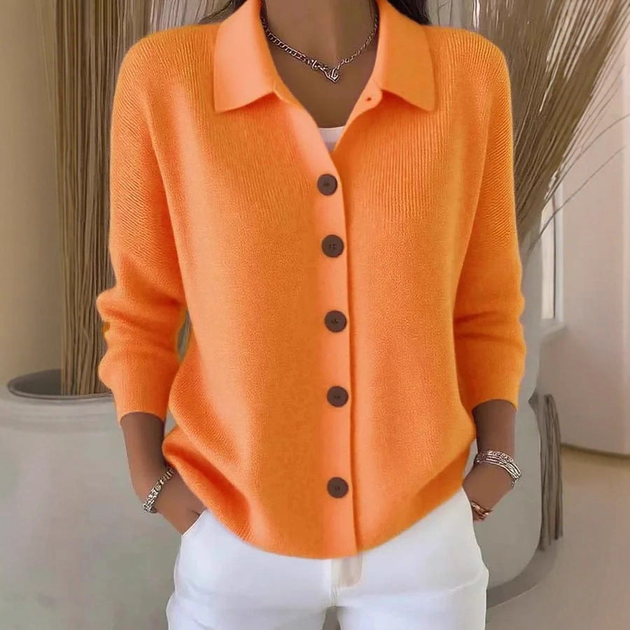 Knopfgestrickter Reverspullover, Strickjacke