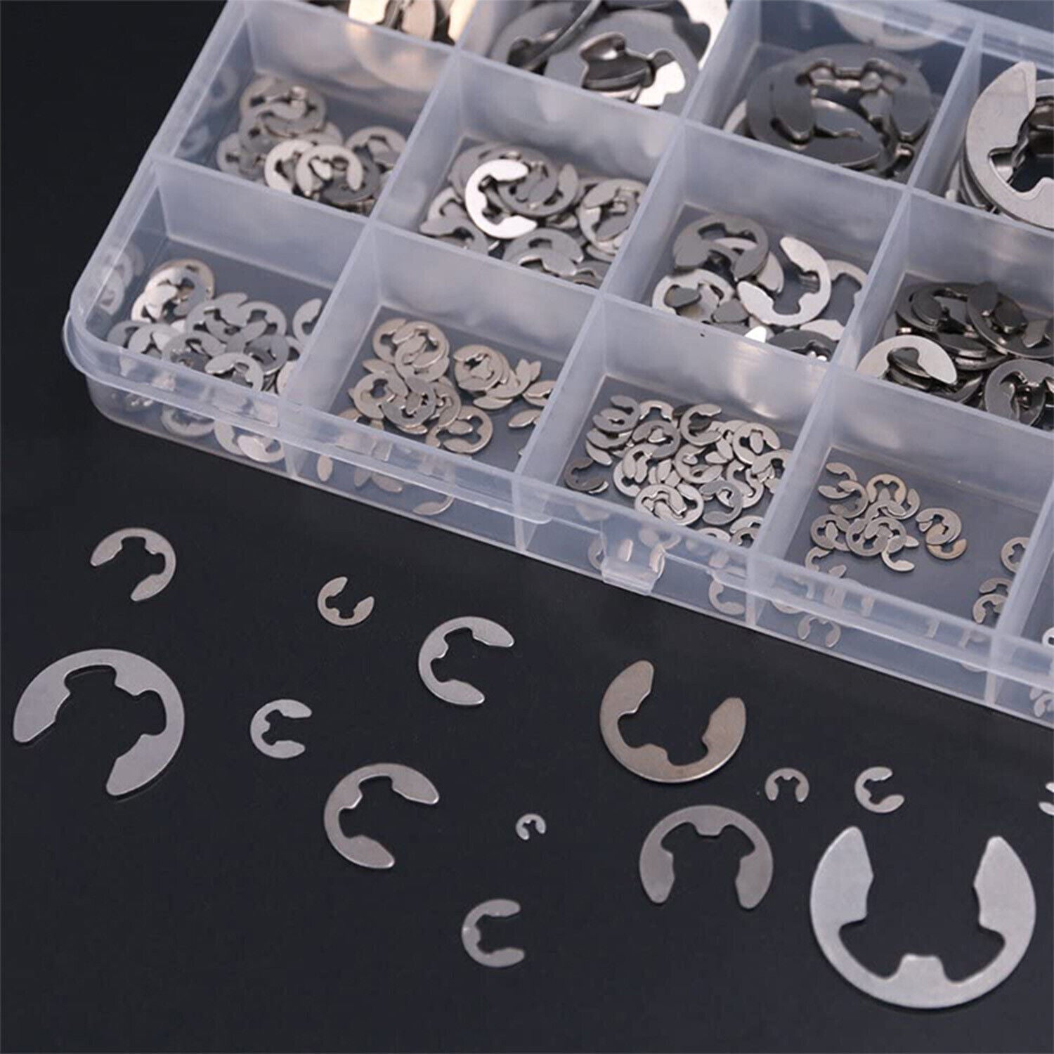 400 Stück Edelstahl E-Clip Seegeringe Sprengring Sortiment Sicherungsring SET