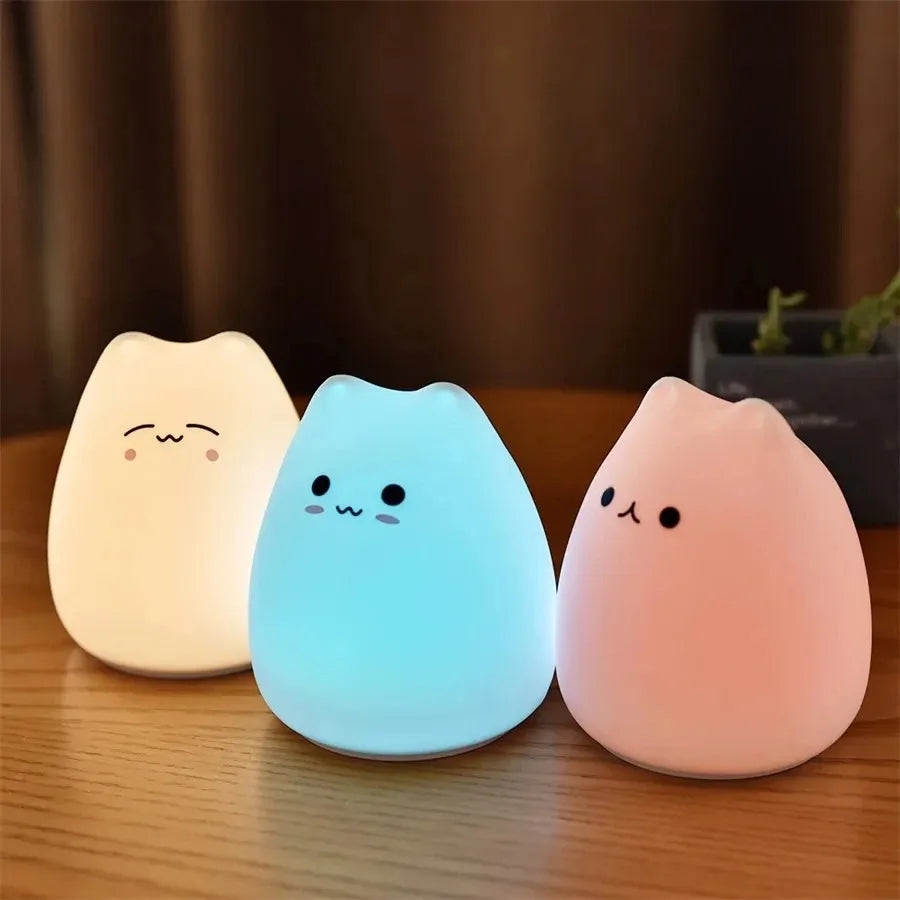 Touch Nachtlicht Bunte Katzen-Tier-Silikon-LED