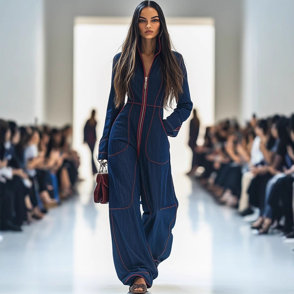 Jumpsuit mit V Ausschnitt
