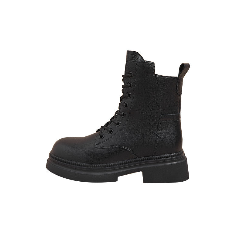 Retro Genuine Leather Martin Boots Women Koreanische Version Dicke Sohle