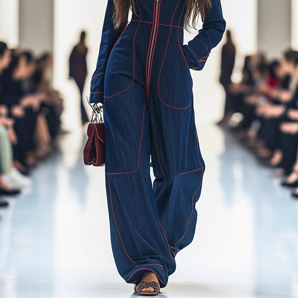 Jumpsuit mit V Ausschnitt
