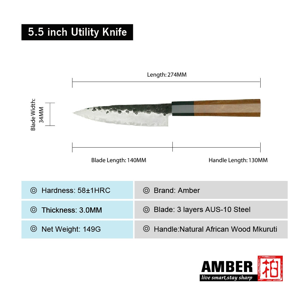 Amber Küchenmesser geschmiedet Kochmesser