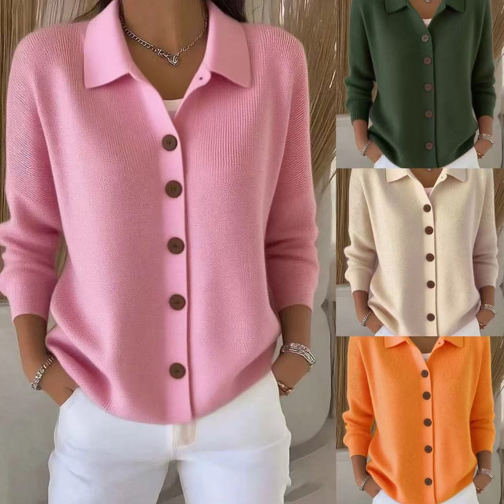 Knopfgestrickter Reverspullover, Strickjacke