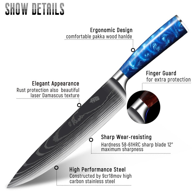 Sanlepus Japanese 5CR15 440C High Carbon Stainless Küchenmesser als Set oder Einzeln