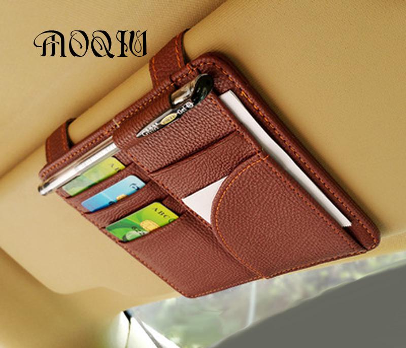 Microfiber PU Leder Auto Sonnenblende Brillenclip