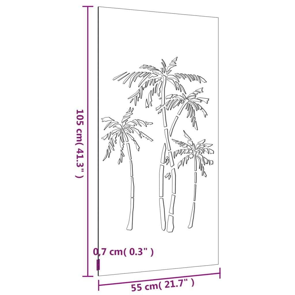 Gartenwanddekoration 105x55 cm Cortenstahlpalmen-Design