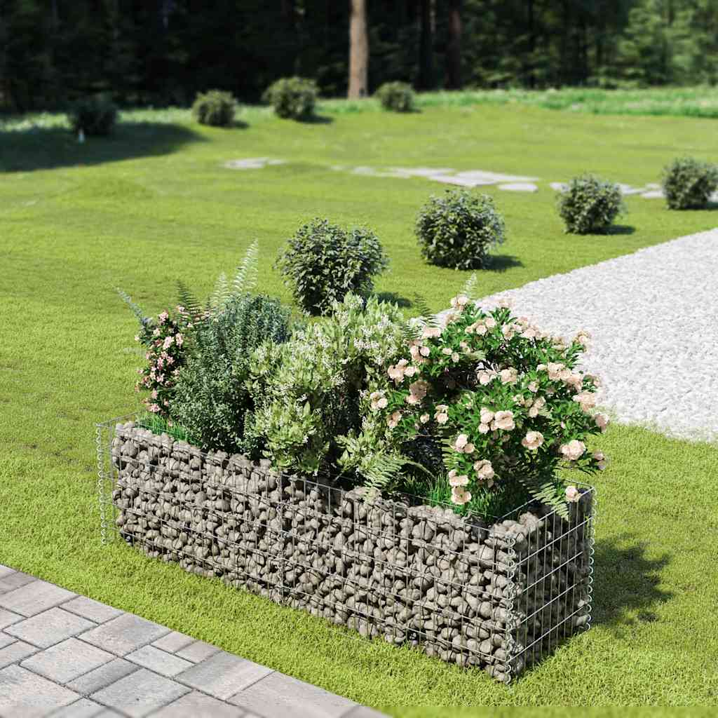 Gabion Hochbeet, verzinkt, 90×90×50 cm