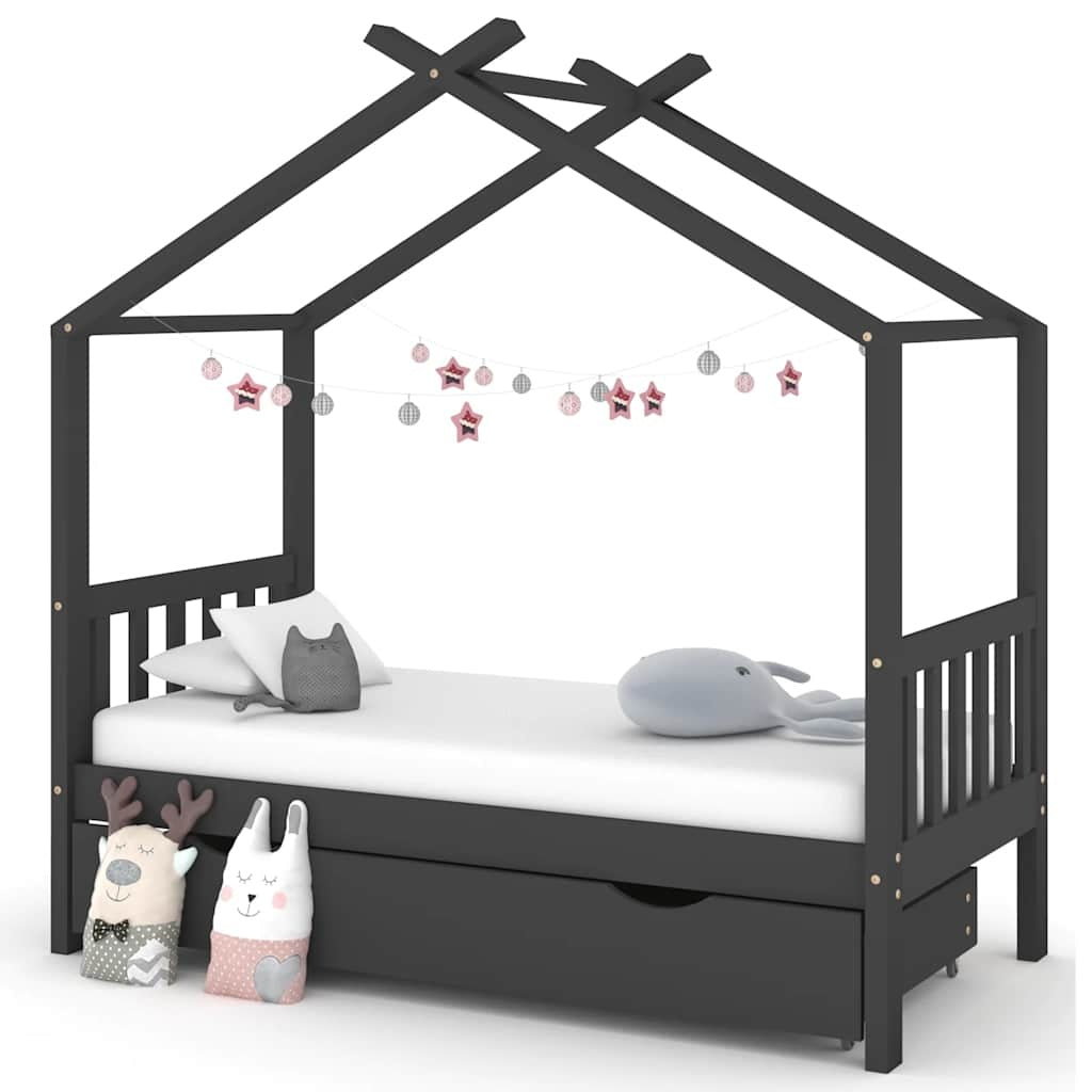 Kinderbett mit Schublade Massives Kinderbett aus Kiefernholz