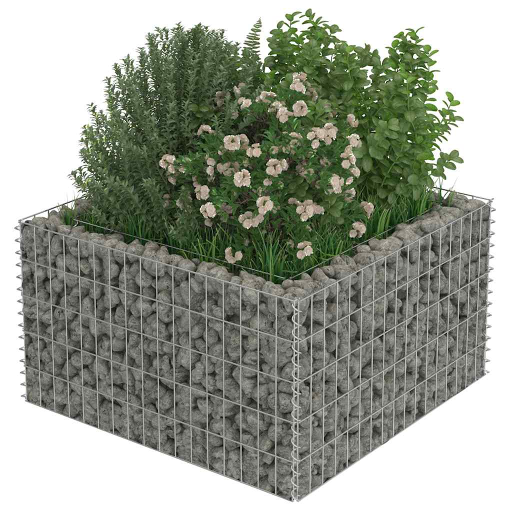 Gabion Hochbeet, verzinkt, 90×90×50 cm