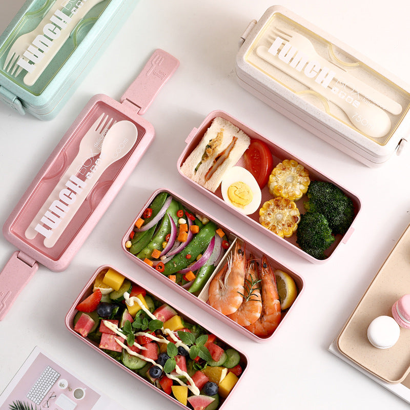 Weizenstroh, dreischichtige isolierte Lunchbox