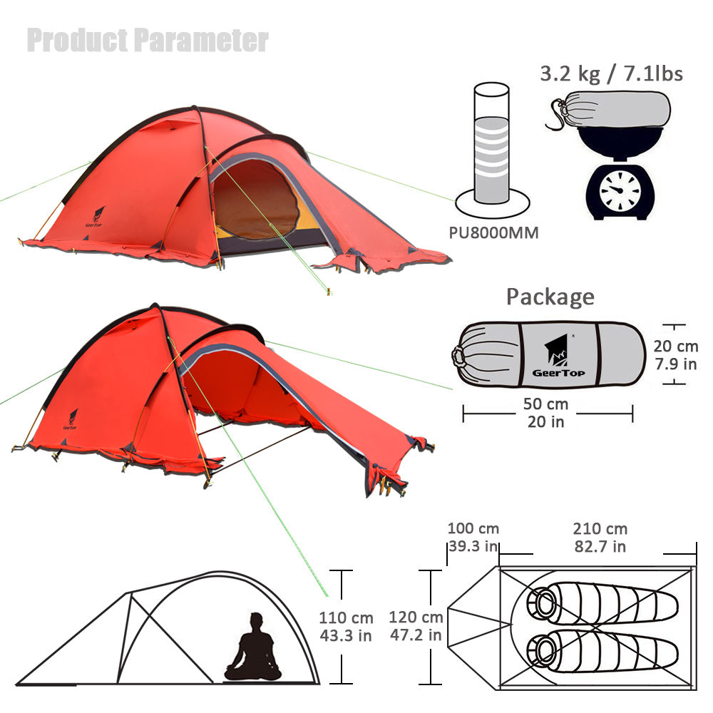 Zwei Personen Light Mountain Climbing Outdoor Zelt