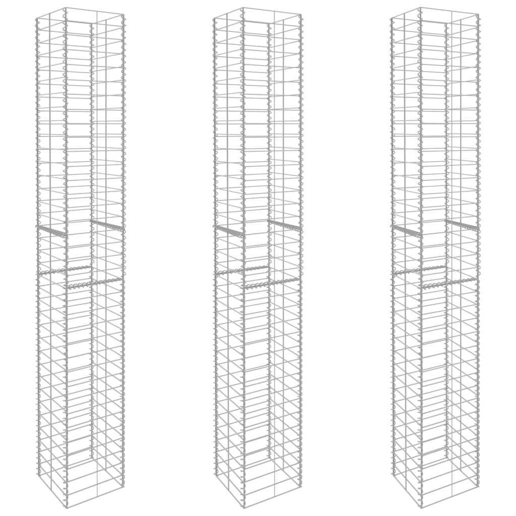 Gabion-Körbe, 3 Stück. Verzinkter Stahl