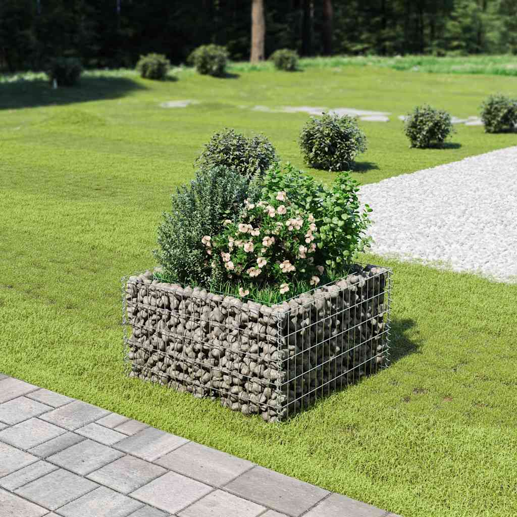Gabion Hochbeet, verzinkt, 90×90×50 cm