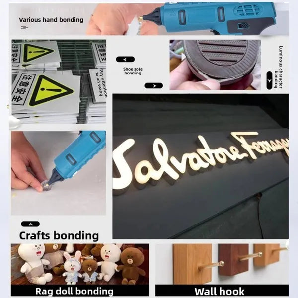 18V Cordless Hot Melt Glue Gun With Lithium Battery, Makita DeWalt Style For Home DIY Crafts, 11mm Glue Stick Compatible, Includes 10 Glue Sticks (Bare Tool)