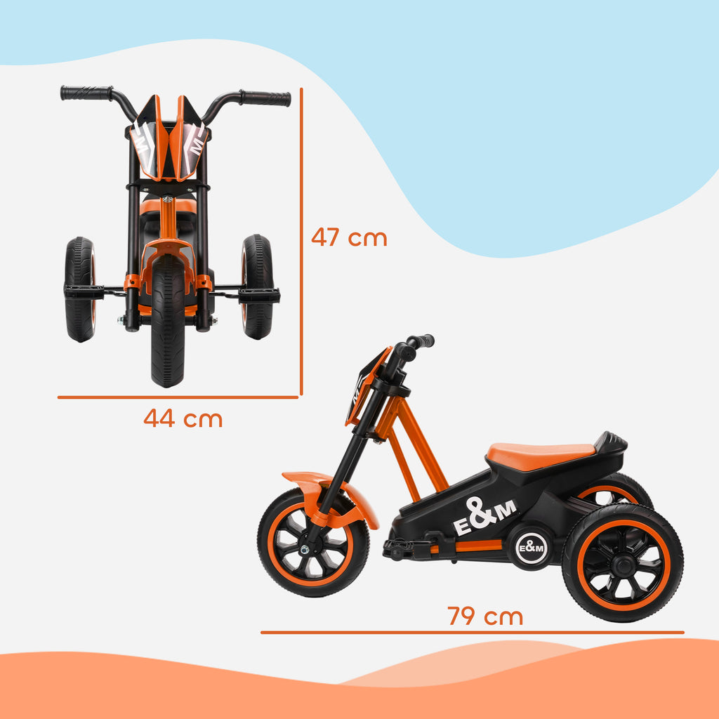 Dreirad für Kinder 18-36 Monaten, Stahl, 79x44x47 Cm, Orange