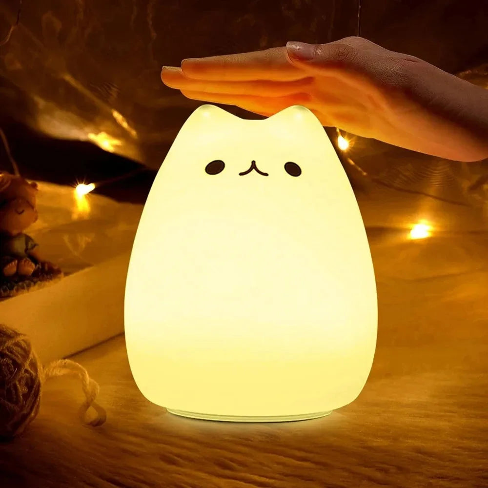 Touch Nachtlicht Bunte Katzen-Tier-Silikon-LED