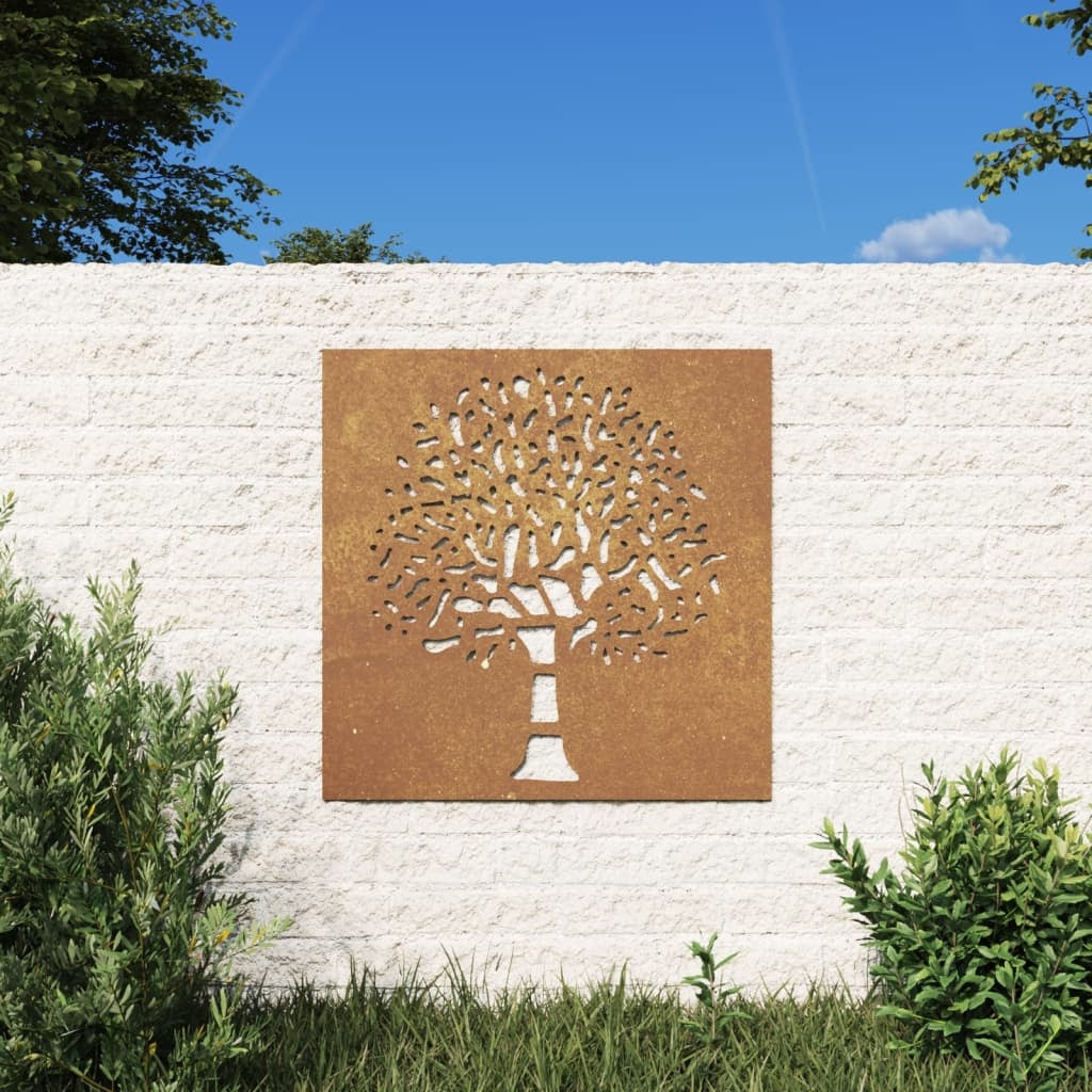 Gartenwanddekoration 55x55 cm Cortenstahlbaum-Design