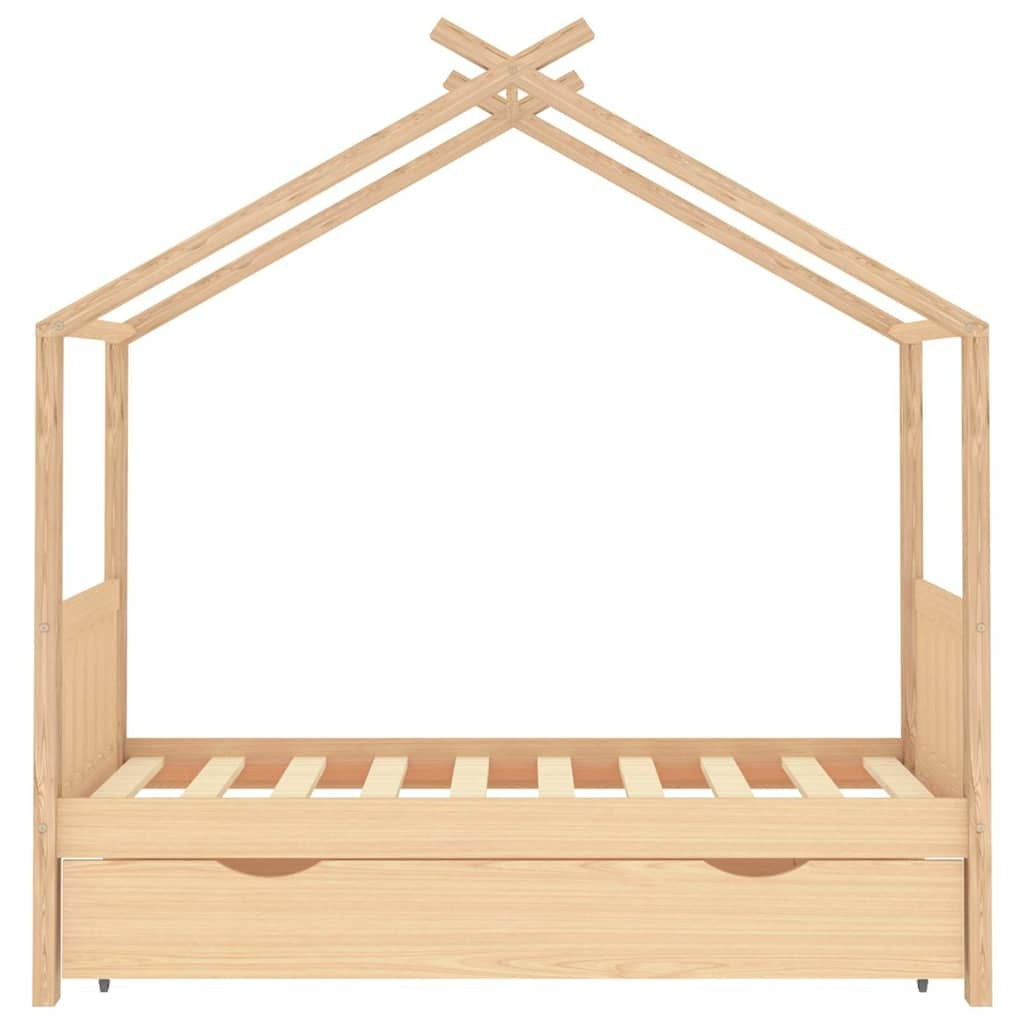 Kinderbett mit Schublade Massives Kinderbett aus Kiefernholz