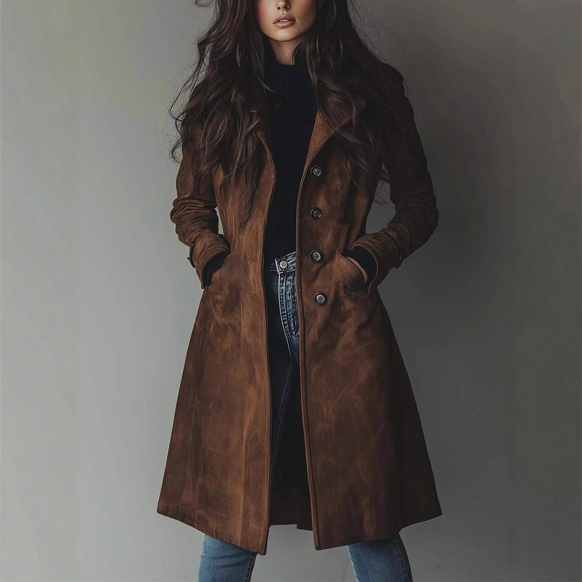 Langer Trenchcoat im Western-Stil