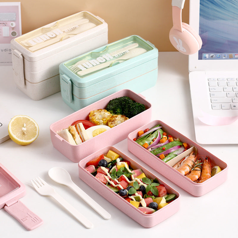 Weizenstroh, dreischichtige isolierte Lunchbox