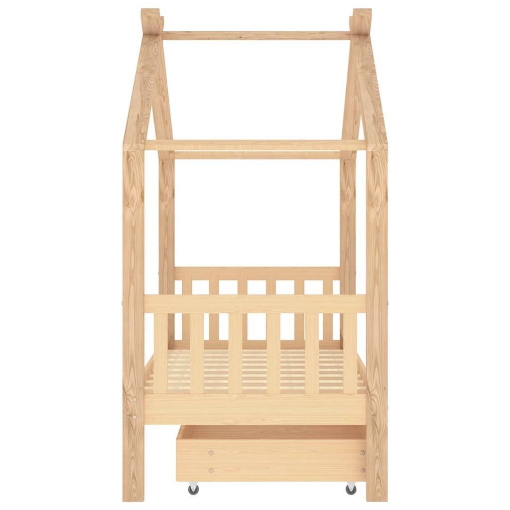 Kinderbett mit Schublade Massives Kinderbett aus Kiefernholz