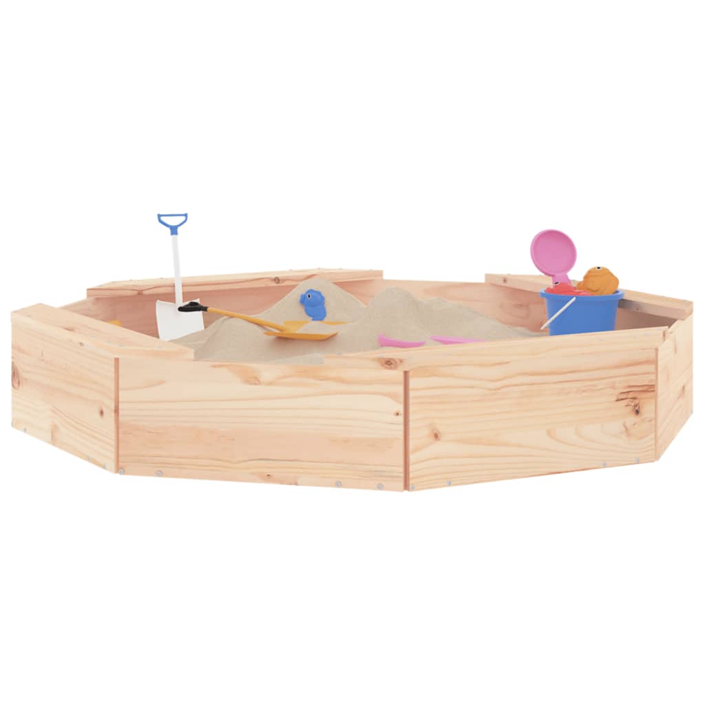 Sandgrube mit Sitzen, achteckiges massives Kiefernholz