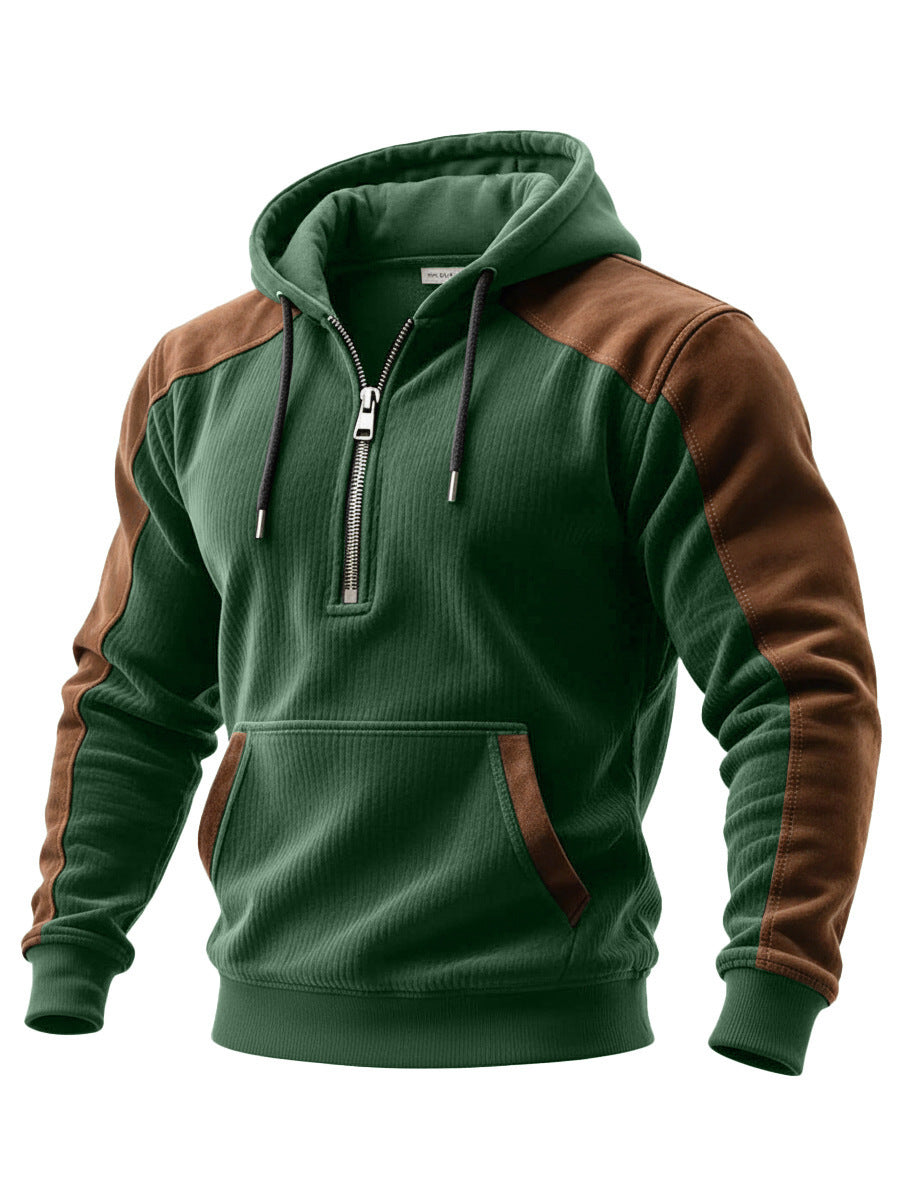 Hoodie mit Doppelkapuze und Halb-Reißverschluss