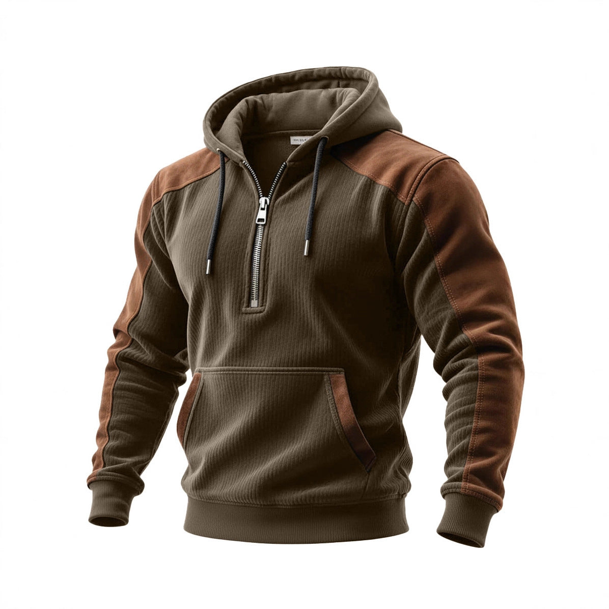 Hoodie mit Doppelkapuze und Halb-Reißverschluss
