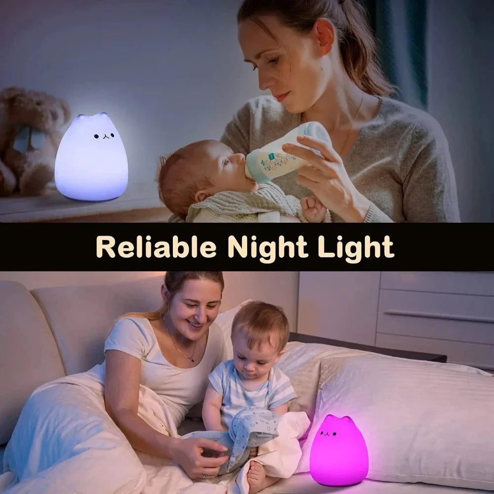 Touch Nachtlicht Bunte Katzen-Tier-Silikon-LED