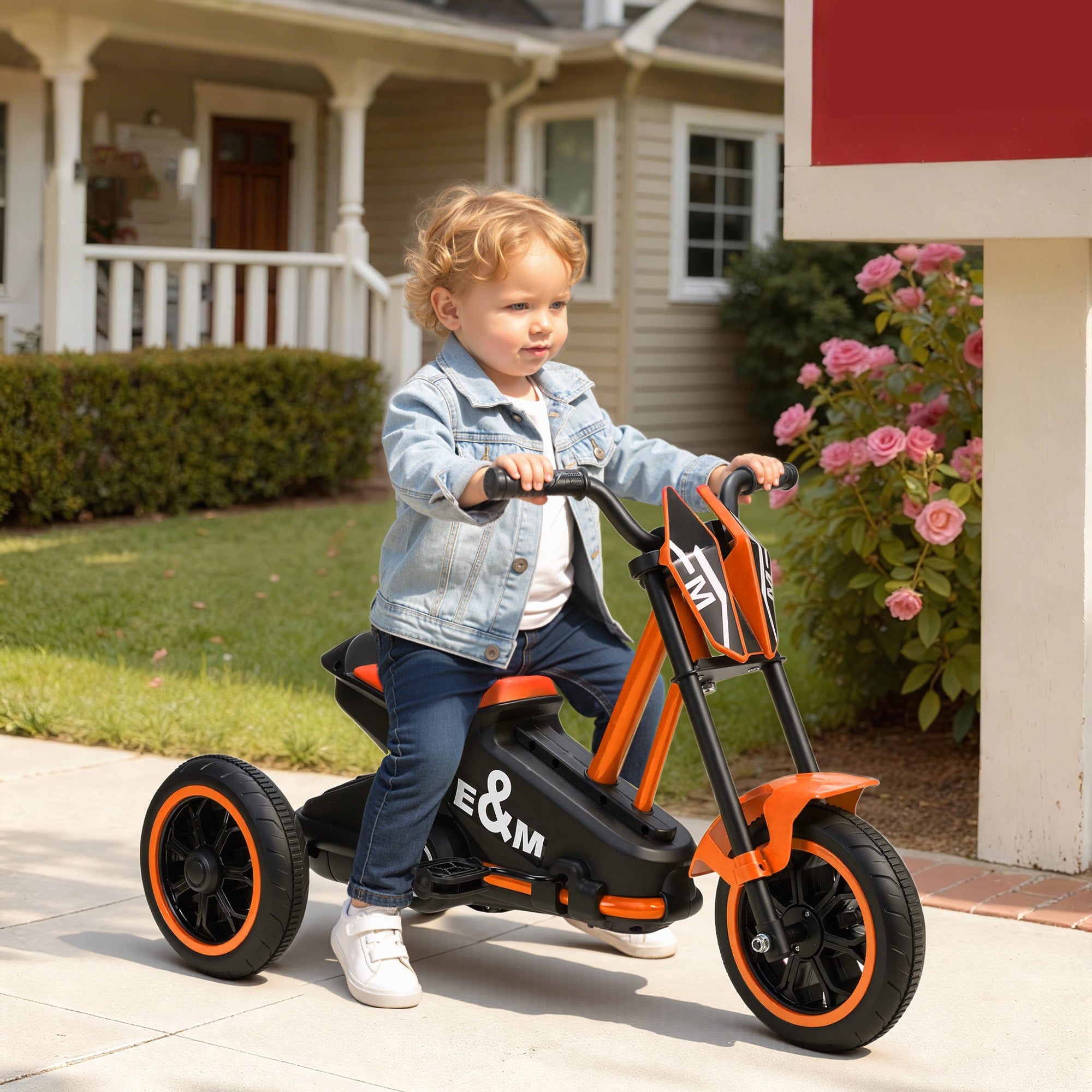Dreirad für Kinder 18-36 Monaten, Stahl, 79x44x47 Cm, Orange
