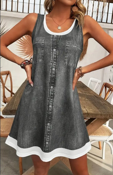 Ärmelloses Strandkleid mit Rundhalsausschnitt