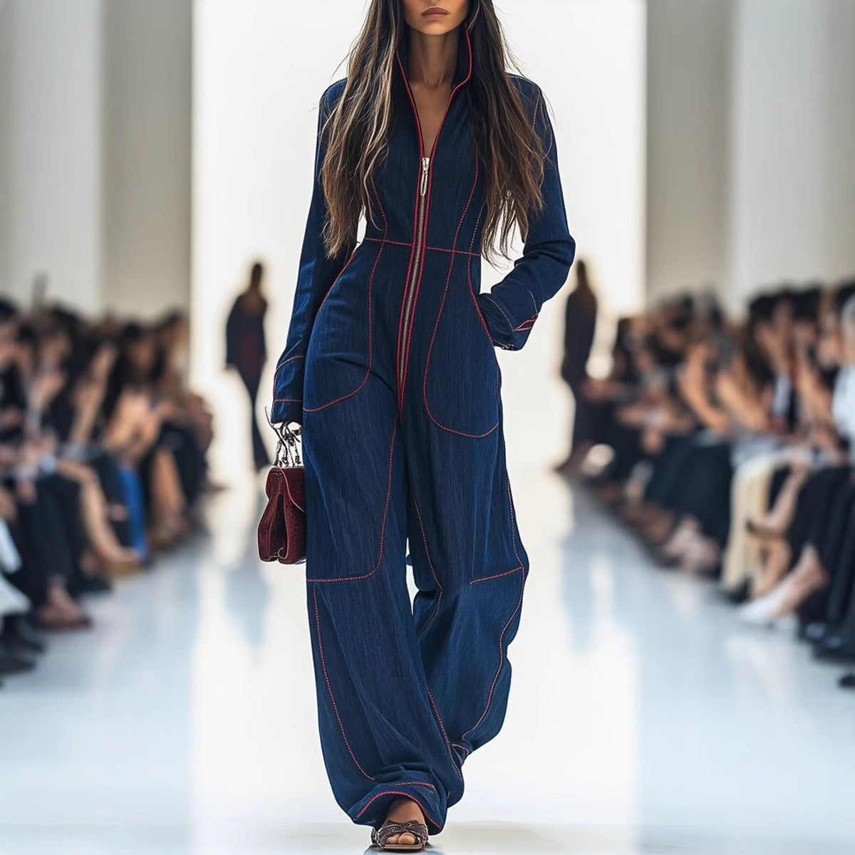 Jumpsuit mit V Ausschnitt