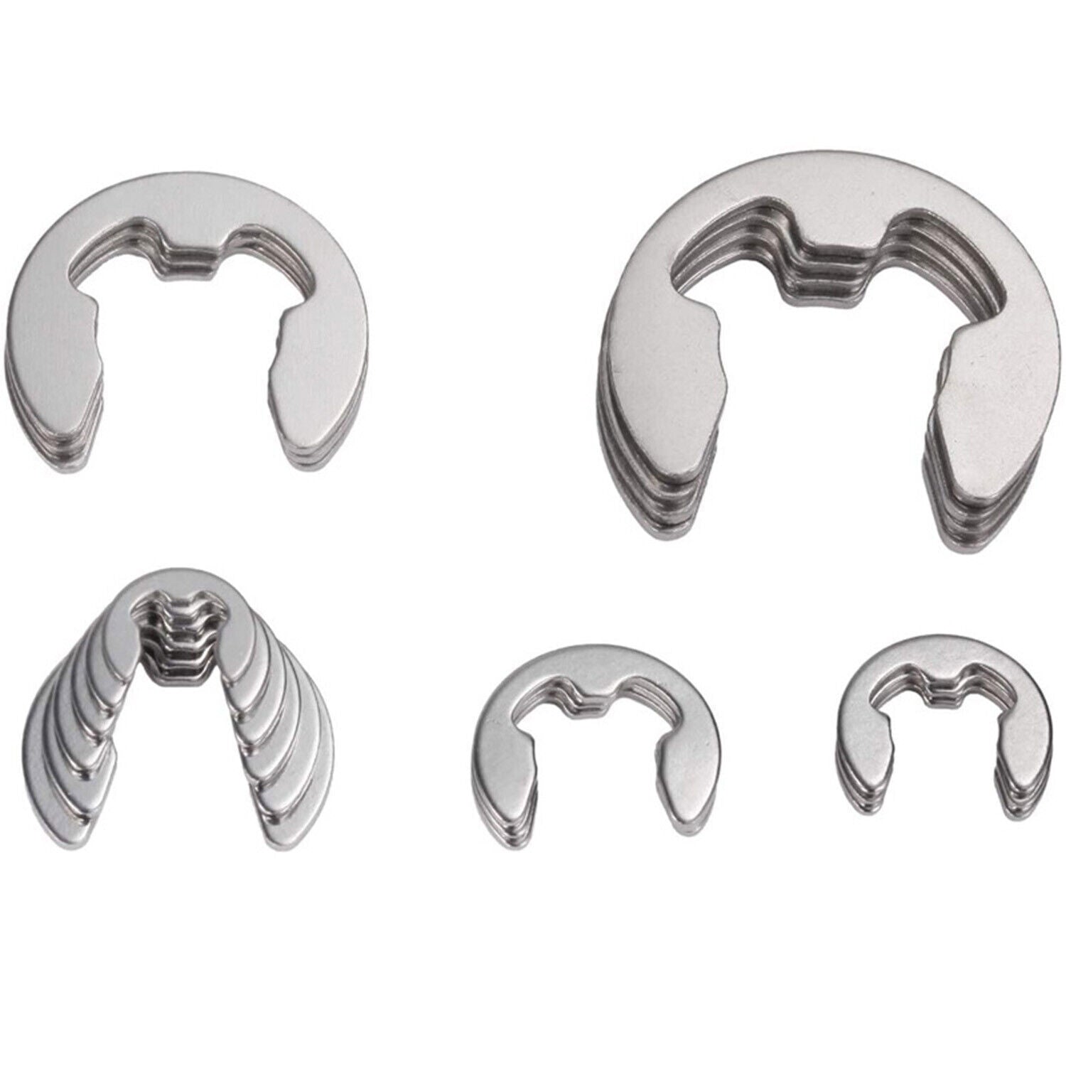 400 Stück Edelstahl E-Clip Seegeringe Sprengring Sortiment Sicherungsring SET