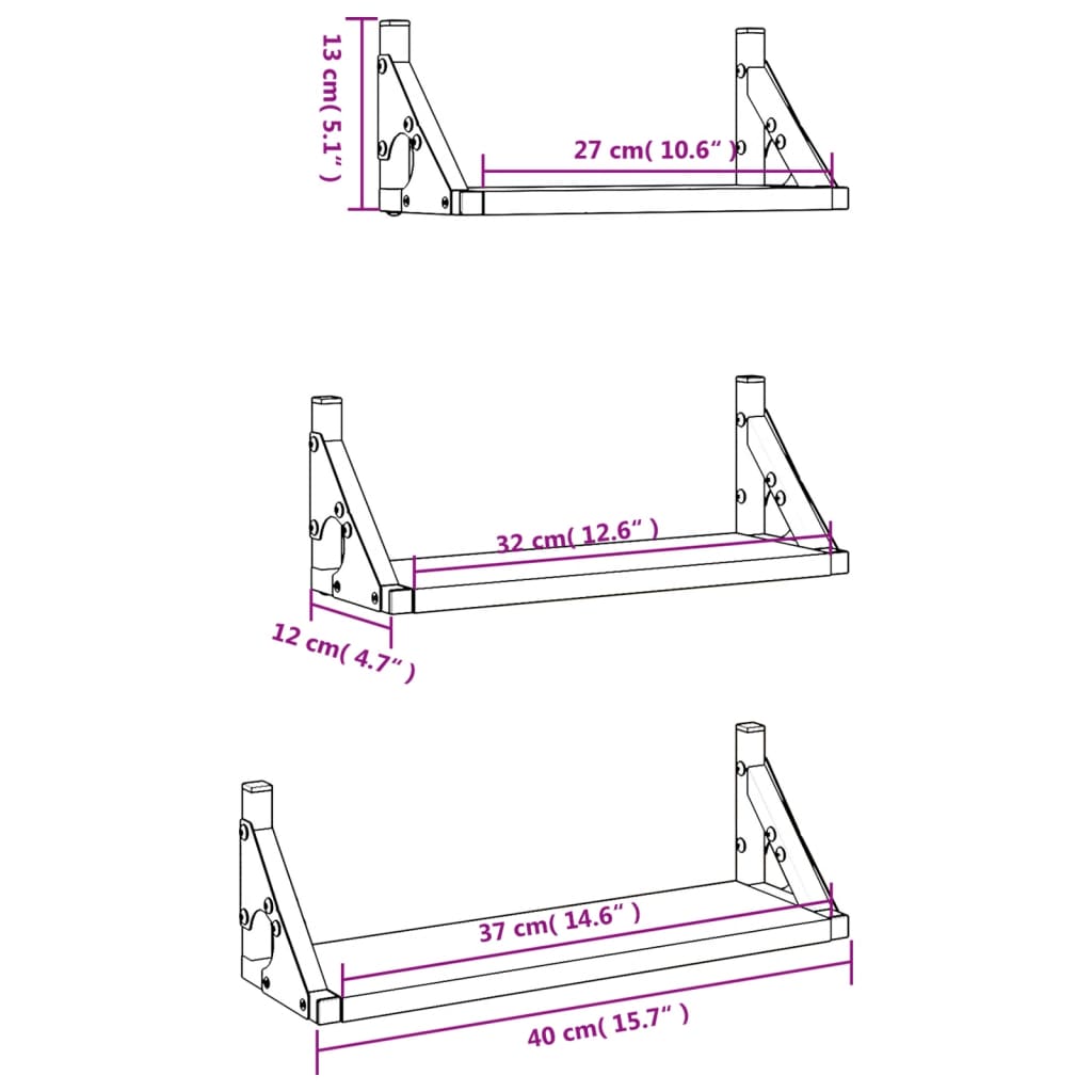Dreiteiliges Wandregalset