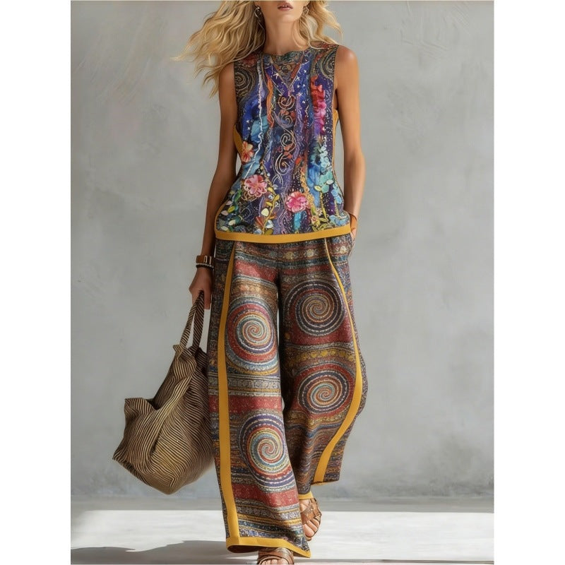 Sommer Damenkombination Hose und Top in 12 Variationen
