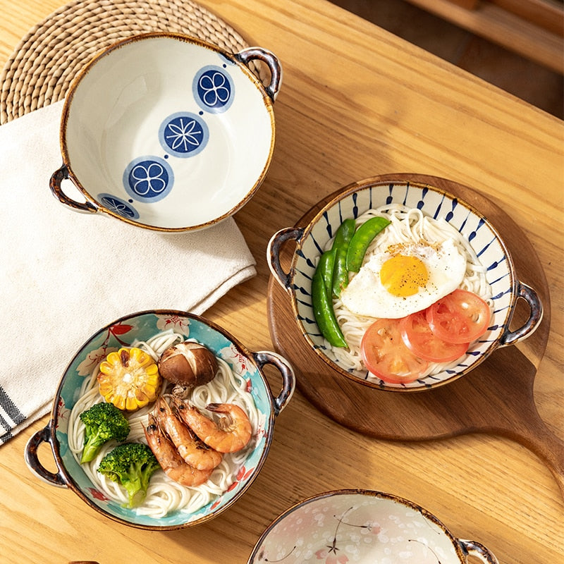 japanische Haushalts-Nudelschüssel Keramik-Suppenschüssel, Salat, Pasta
