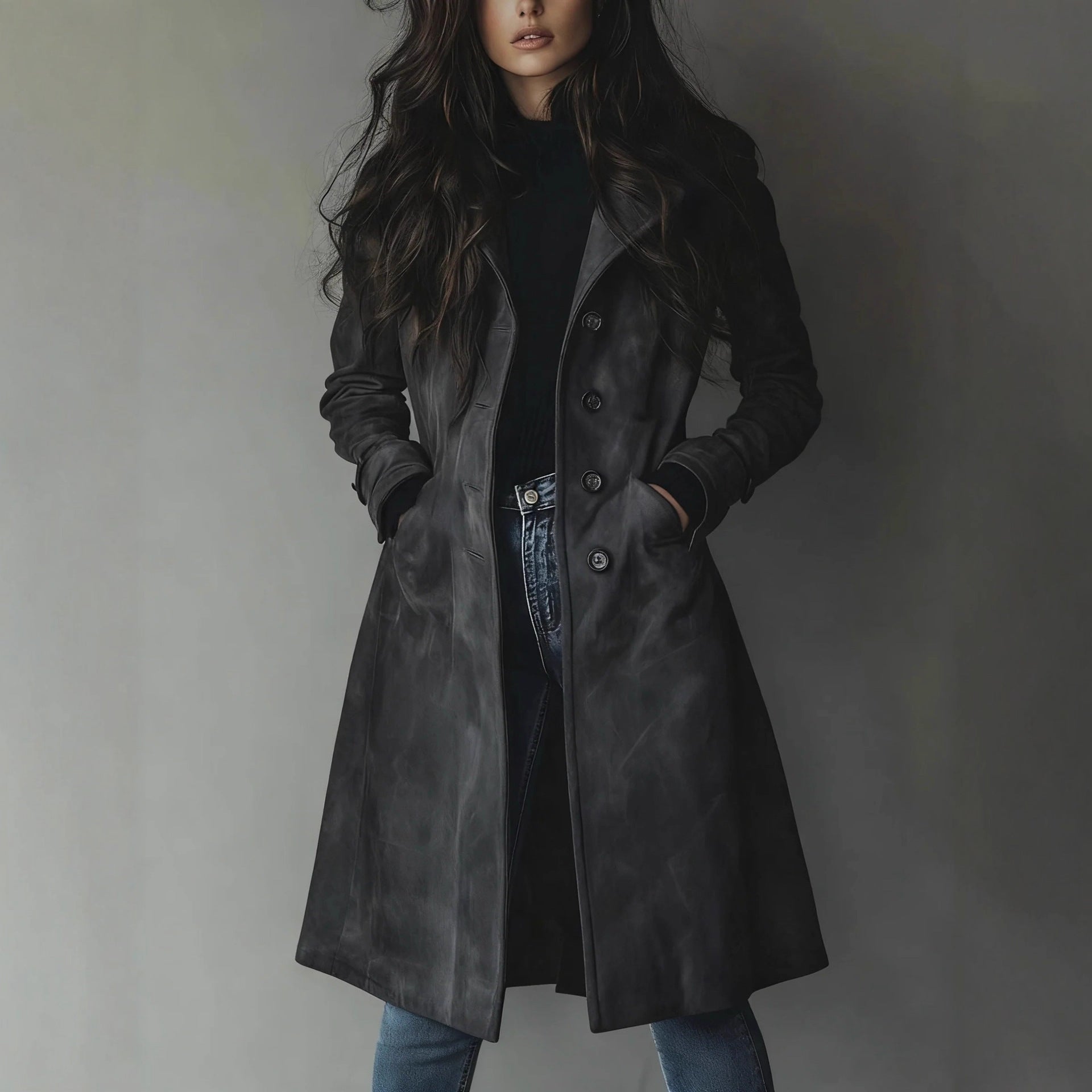 Langer Trenchcoat im Western-Stil