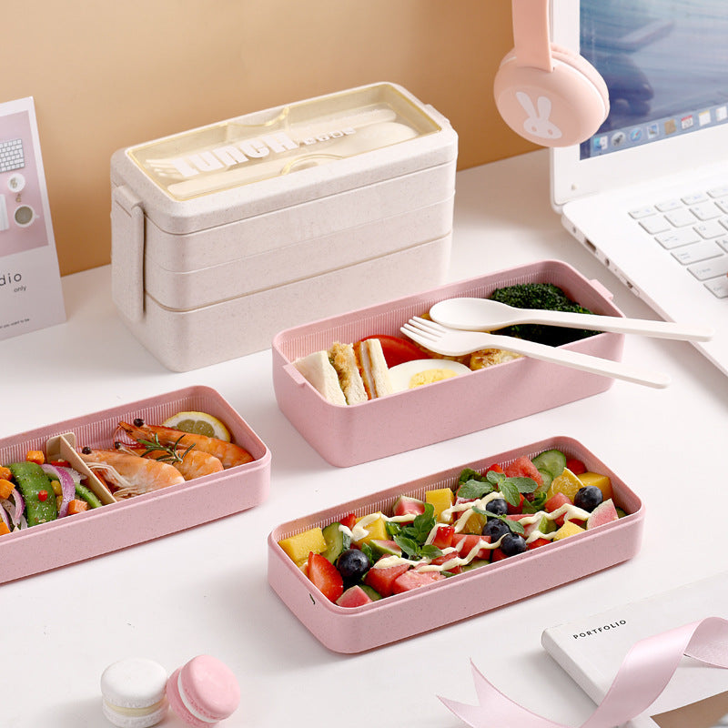 Weizenstroh, dreischichtige isolierte Lunchbox