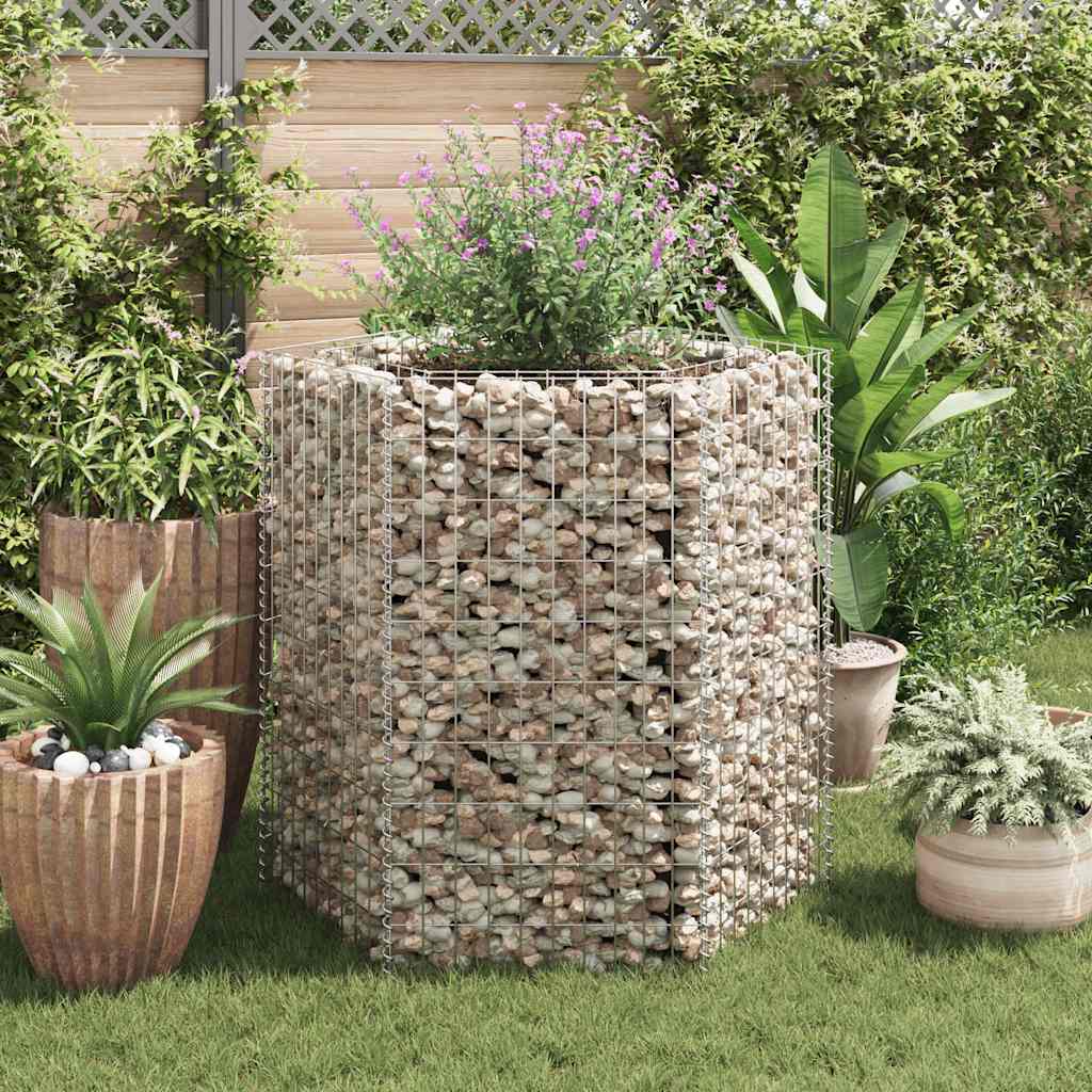 Sechseckiges Gabion-Hochbeet 100×90×50 cm