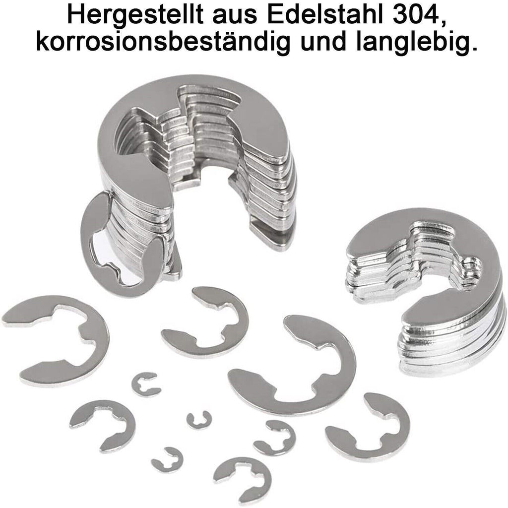400 Stück Edelstahl E-Clip Seegeringe Sprengring Sortiment Sicherungsring SET
