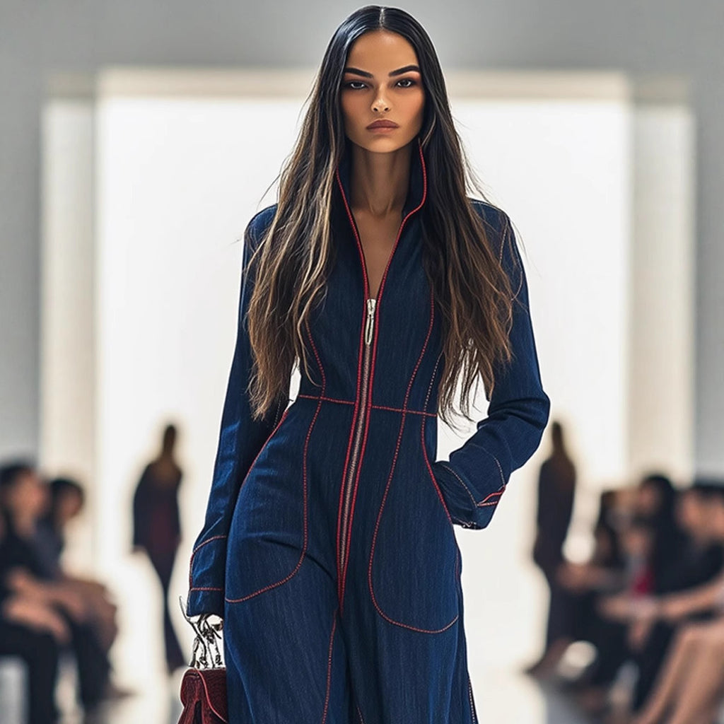 Jumpsuit mit V Ausschnitt
