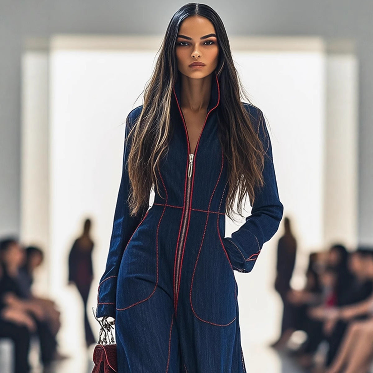 Jumpsuit mit V Ausschnitt