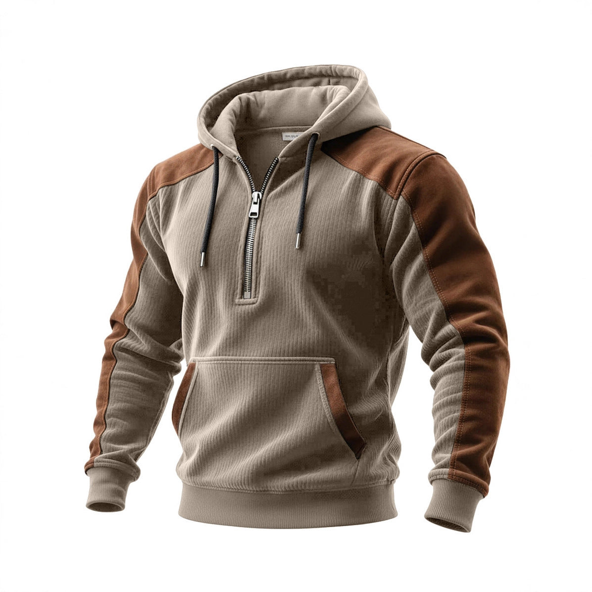 Hoodie mit Doppelkapuze und Halb-Reißverschluss