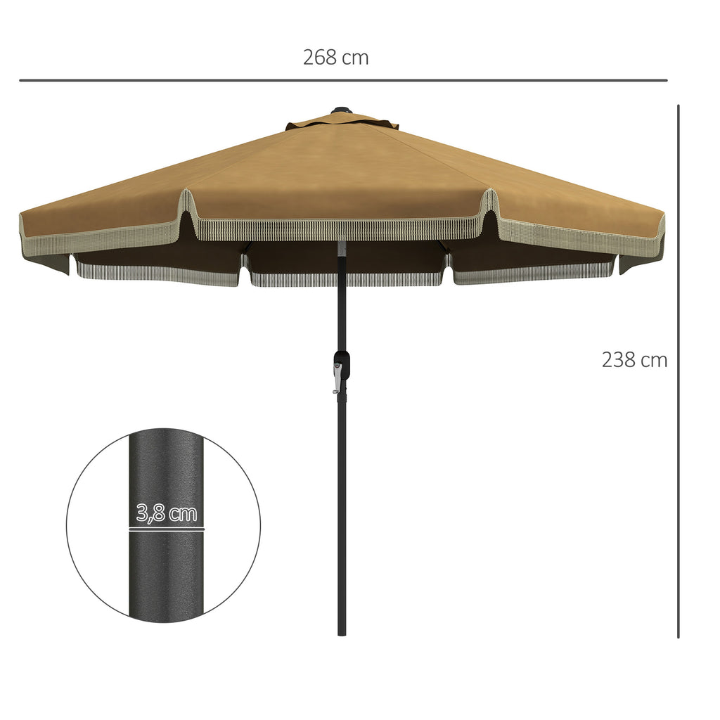 Sonnenschirm mit Fransen, Ø265 Cm, neigbar