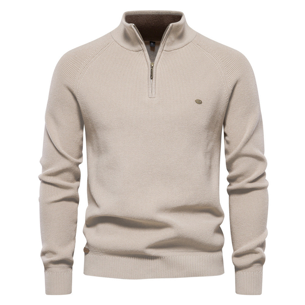 Herren Reißverschluss Stehkragen Strickpullover